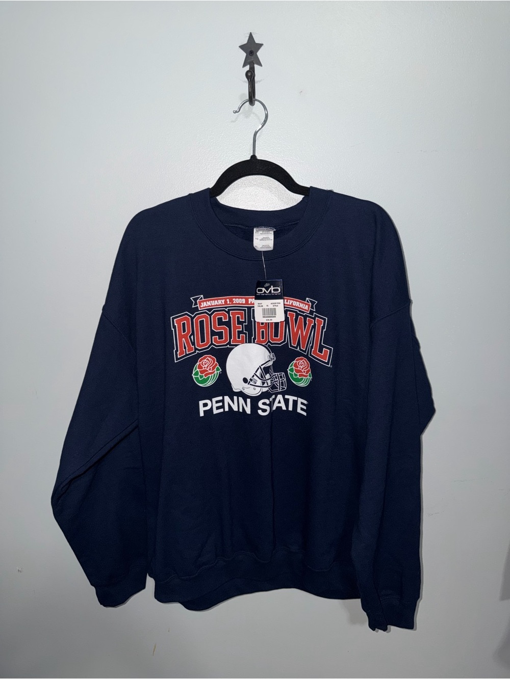 NWT Vintage 2009 Penn State Rose Bowl Sweatshirt Mens XL Navy OVB Crewneck